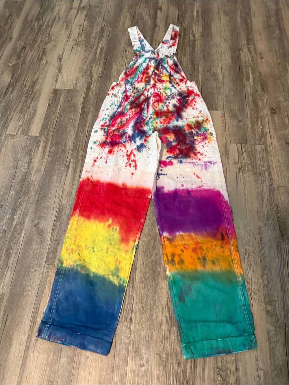 Kids Tie-Dye Rainbow Overalls - Multicolor